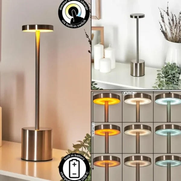 hofstein Parel Lampe de bureau, Lampe à poser LED Nickel mat, 1 lumière* Lampes Modernes
