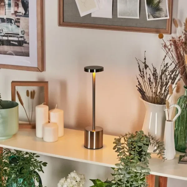 hofstein Parel Lampe de bureau, Lampe à poser LED Nickel mat, 1 lumière* Lampes Modernes