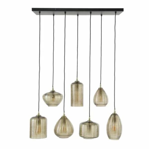 hofstein Pendelleuchte Suspension Anthracite, 7 lumières* Lampes En Verre