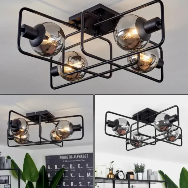 hofstein Plafonnier Agropoli Noir, 4 lumières* Lampes Modernes