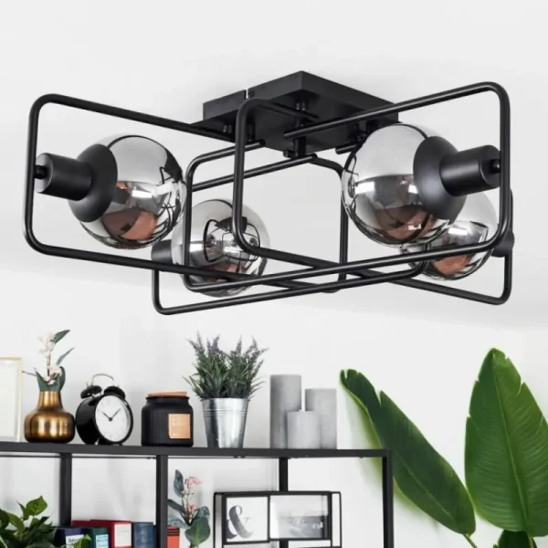 hofstein Plafonnier Agropoli Noir, 4 lumières* Lampes Modernes