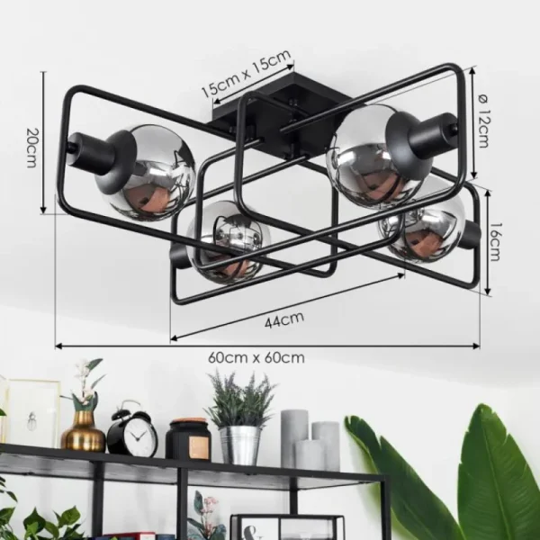 hofstein Plafonnier Agropoli Noir, 4 lumières* Lampes Modernes