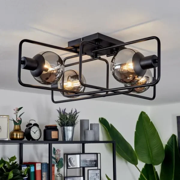 hofstein Plafonnier Agropoli Noir, 4 lumières* Lampes Modernes