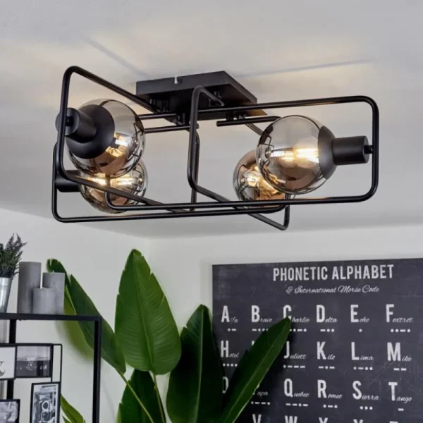 hofstein Plafonnier Agropoli Noir, 4 lumières* Lampes Modernes