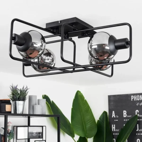 hofstein Plafonnier Agropoli Noir, 4 lumières* Lampes Modernes
