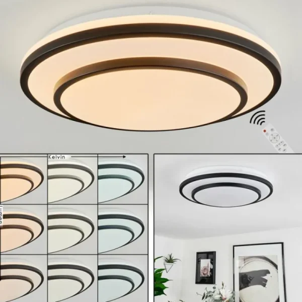 hofstein Plafonnier Almograve LED Blanc, 1 lumière, Télécommandes* Lampes Modernes