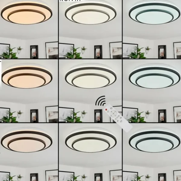 hofstein Plafonnier Almograve LED Blanc, 1 lumière, Télécommandes* Lampes Modernes