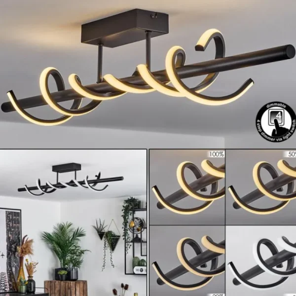 hofstein Plafonnier Alvarim LED Noir, 1 lumière* Lampes Modernes