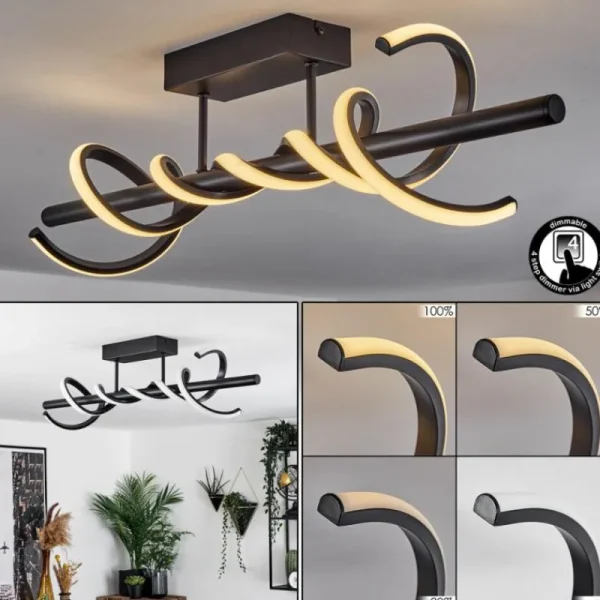 hofstein Plafonnier Alvarim LED Noir, 1 lumière* Lampes Modernes
