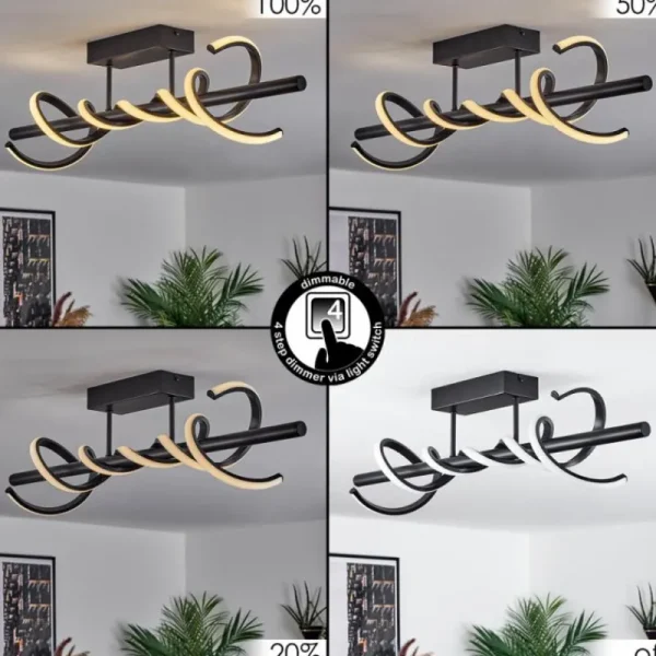 hofstein Plafonnier Alvarim LED Noir, 1 lumière* Lampes Modernes