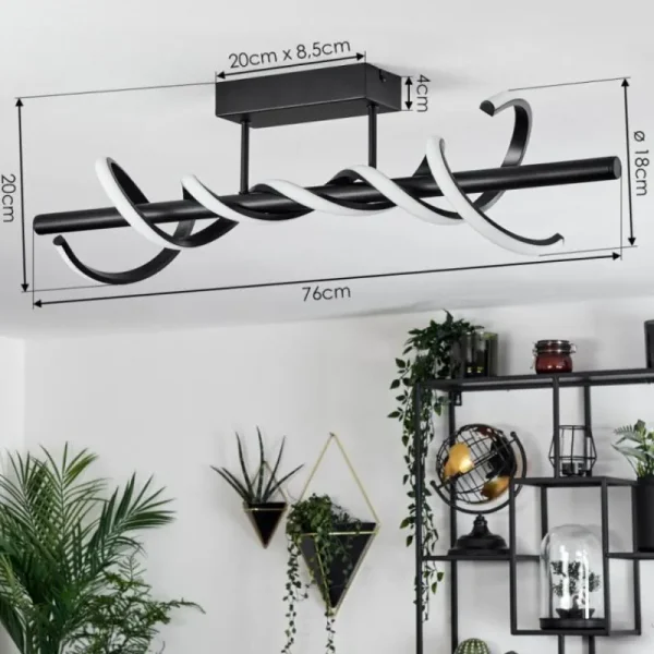 hofstein Plafonnier Alvarim LED Noir, 1 lumière* Lampes Modernes