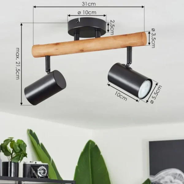 hofstein Plafonnier Arbrentin Écru, Noir, 2 lumières* Lampes Modernes