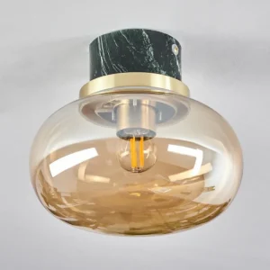 hofstein Plafonnier Arge Vert, Aspect marbre, Laiton, Blanc, 1 lumière* Lampes En Verre