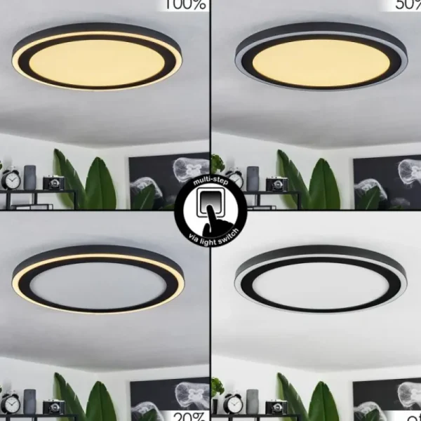 hofstein Plafonnier Audrieu LED Noir, Blanc, 2 lumières* Lampes Modernes