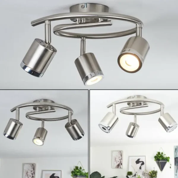hofstein Plafonnier Autilla LED Nickel mat, Blanc, 3 lumières* Lampes Modernes