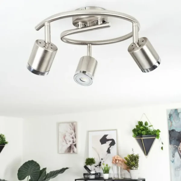 hofstein Plafonnier Autilla LED Nickel mat, Blanc, 3 lumières* Lampes Modernes
