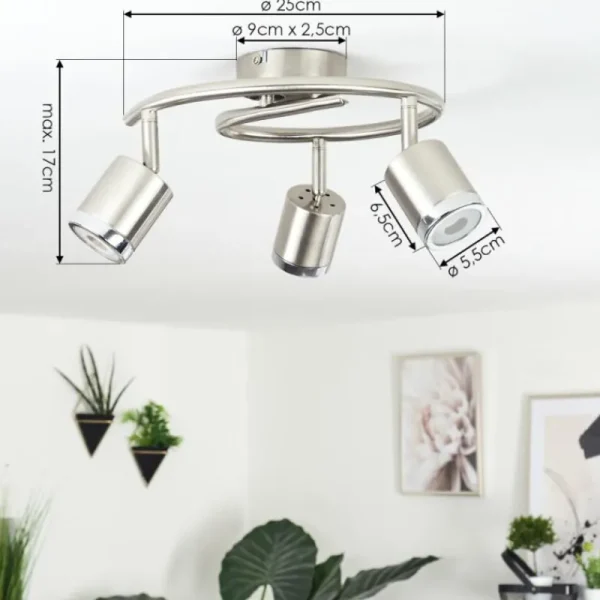 hofstein Plafonnier Autilla LED Nickel mat, Blanc, 3 lumières* Lampes Modernes