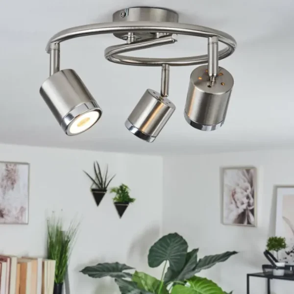 hofstein Plafonnier Autilla LED Nickel mat, Blanc, 3 lumières* Lampes Modernes