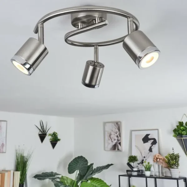 hofstein Plafonnier Autilla LED Nickel mat, Blanc, 3 lumières* Lampes Modernes