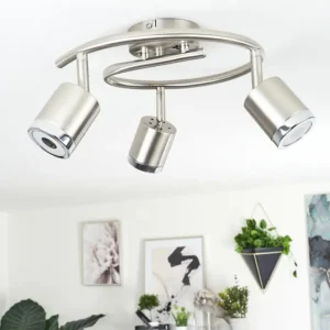 hofstein Plafonnier Autilla LED Nickel mat, Blanc, 3 lumières* Lampes Modernes