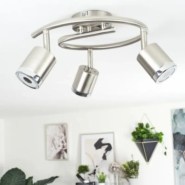 hofstein Plafonnier Autilla LED Nickel mat, Blanc, 3 lumières* Lampes Modernes