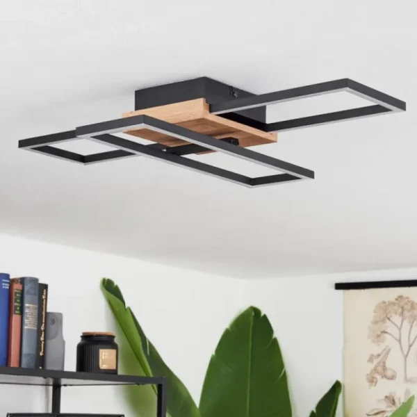 hofstein Plafonnier Avelal LED Bois clair, Couleur bois, Noir, 1 lumière* Lampes Modernes