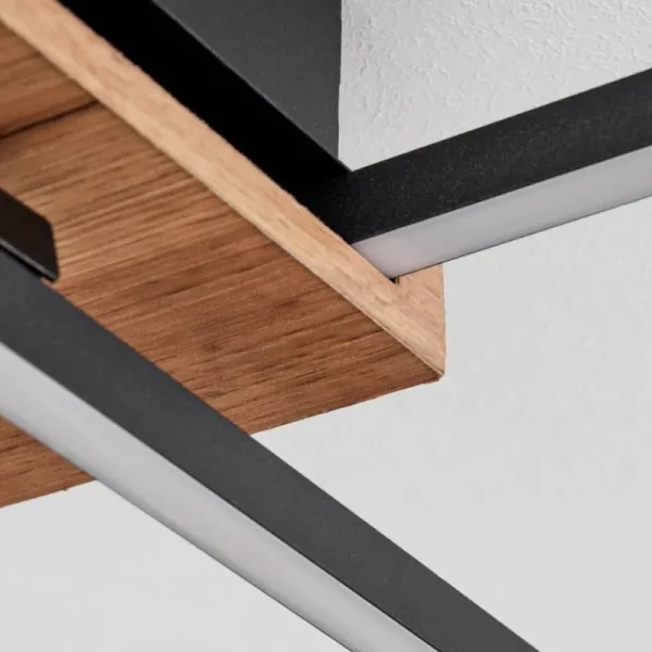 hofstein Plafonnier Avelal LED Bois clair, Couleur bois, Noir, 1 lumière* Lampes Modernes