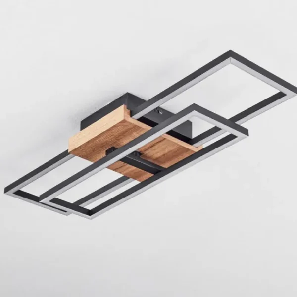 hofstein Plafonnier Avelal LED Bois clair, Couleur bois, Noir, 1 lumière* Lampes Modernes