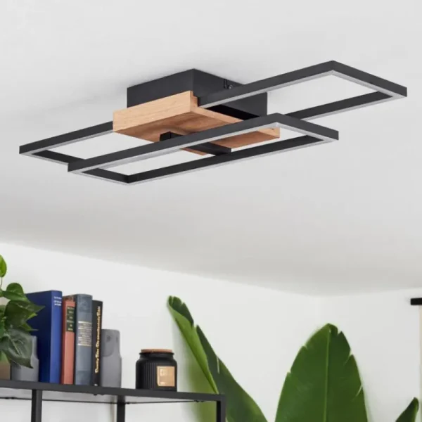 hofstein Plafonnier Avelal LED Bois clair, Couleur bois, Noir, 1 lumière* Lampes Modernes