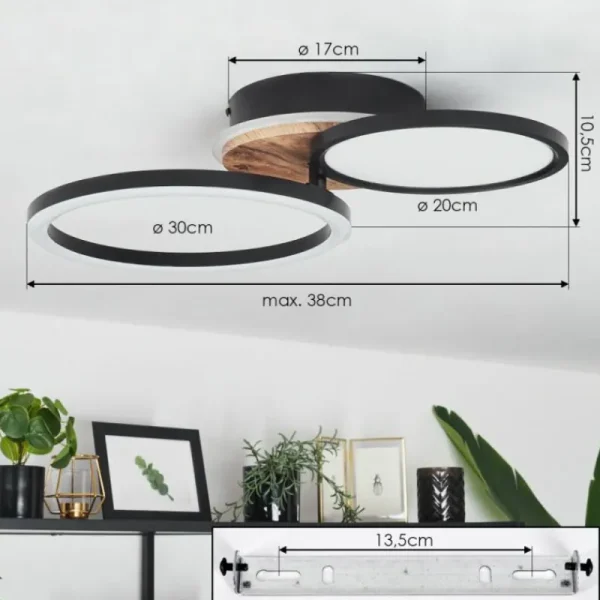 hofstein Plafonnier Avelal LED Brun, Couleur bois, Noir, 1 lumière* Lampes Modernes