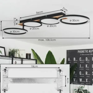 hofstein Plafonnier Avelal LED Brun, Couleur bois, Noir, 1 lumière* Lampes Modernes