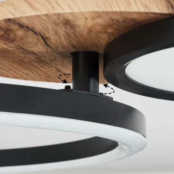 hofstein Plafonnier Avelal LED Brun, Couleur bois, Noir, 1 lumière* Lampes Modernes