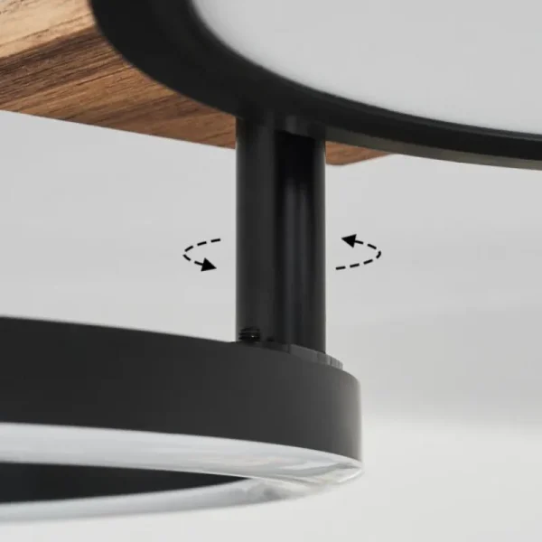 hofstein Plafonnier Avelal LED Brun, Couleur bois, Noir, 1 lumière* Lampes Modernes