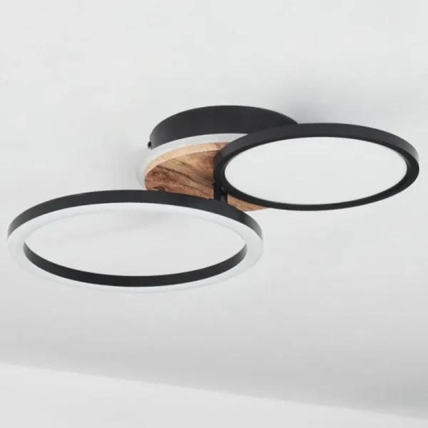 hofstein Plafonnier Avelal LED Brun, Couleur bois, Noir, 1 lumière* Lampes Modernes