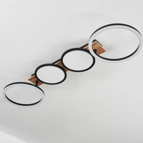 hofstein Plafonnier Avelal LED Brun, Couleur bois, Noir, 1 lumière* Lampes Modernes