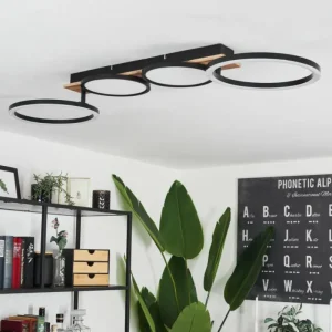 hofstein Plafonnier Avelal LED Brun, Couleur bois, Noir, 1 lumière* Lampes Modernes