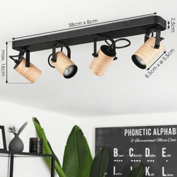 hofstein Plafonnier Beleco Écru, Noir, 4 lumières* Lampes Modernes