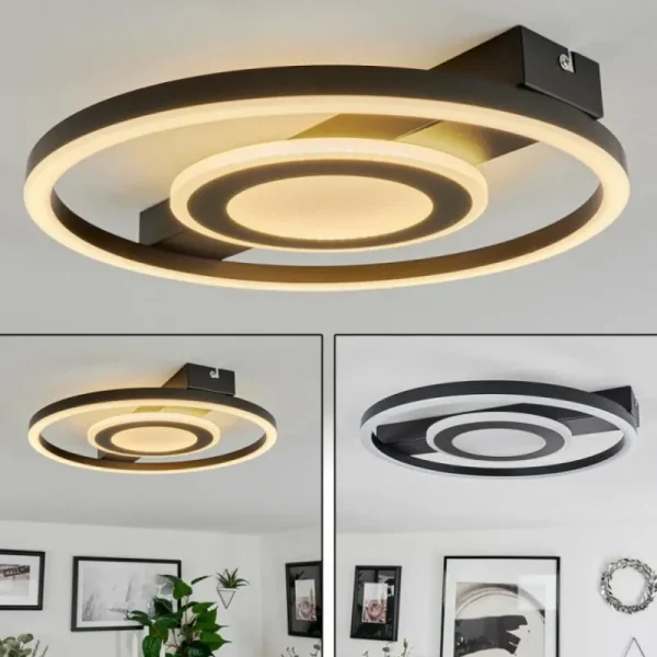 hofstein Plafonnier Canhoso LED Noir, 1 lumière* Lampes Modernes