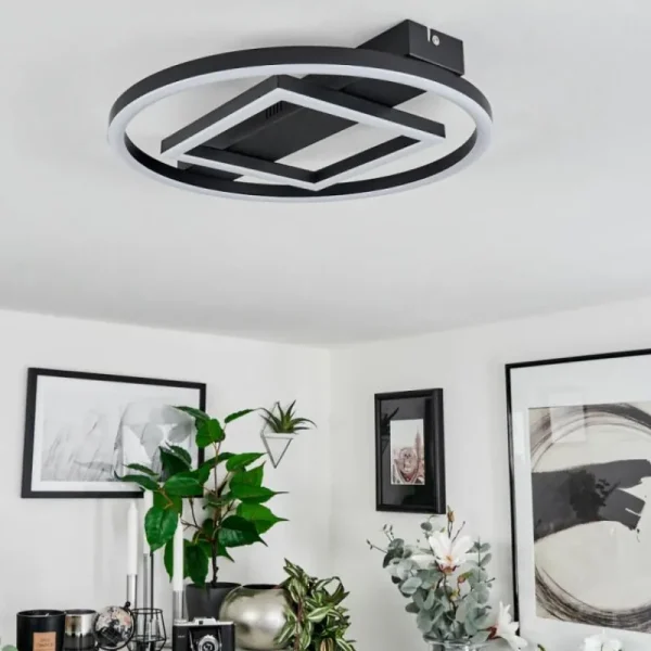 hofstein Plafonnier Canhoso LED Noir, 1 lumière* Lampes Modernes
