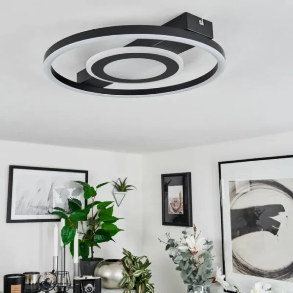 hofstein Plafonnier Canhoso LED Noir, 1 lumière* Lampes Modernes
