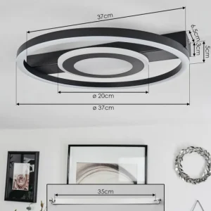 hofstein Plafonnier Canhoso LED Noir, 1 lumière* Lampes Modernes