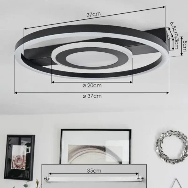 hofstein Plafonnier Canhoso LED Noir, 1 lumière* Lampes Modernes