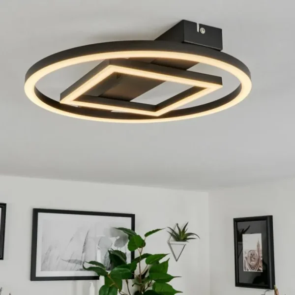 hofstein Plafonnier Canhoso LED Noir, 1 lumière* Lampes Modernes