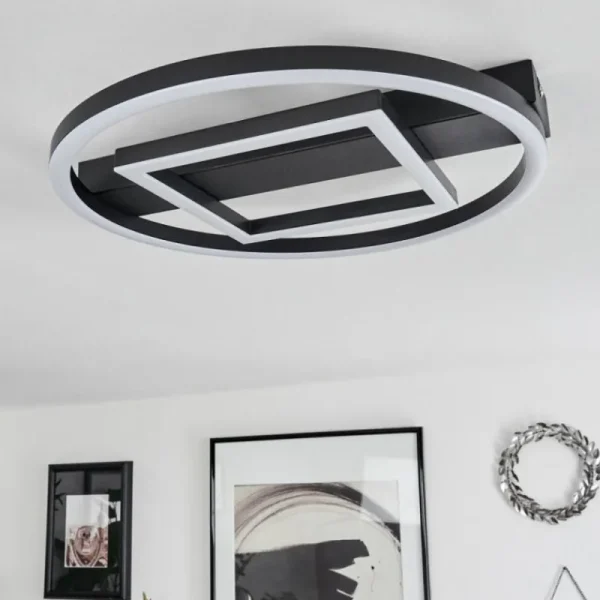hofstein Plafonnier Canhoso LED Noir, 1 lumière* Lampes Modernes