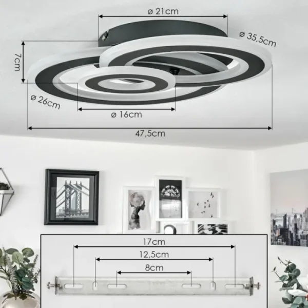 hofstein Plafonnier Casaldelo LED Anthracite, 1 lumière* Lampes Modernes