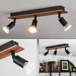 hofstein Plafonnier Castillo Bois foncé, Noir, 3 lumières* Lampes Modernes