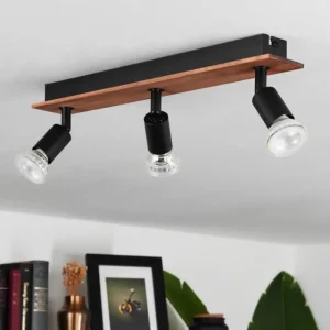 hofstein Plafonnier Castillo Bois foncé, Noir, 3 lumières* Lampes Modernes