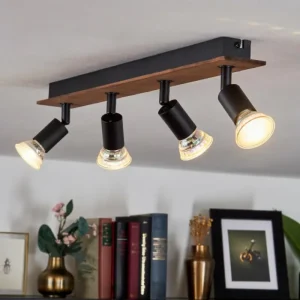 hofstein Plafonnier Castillo Bois foncé, Noir, 4 lumières* Lampes Modernes