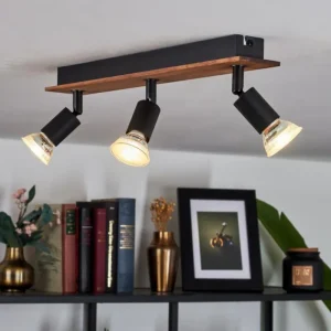 hofstein Plafonnier Castillo Bois foncé, Noir, 3 lumières* Lampes Modernes