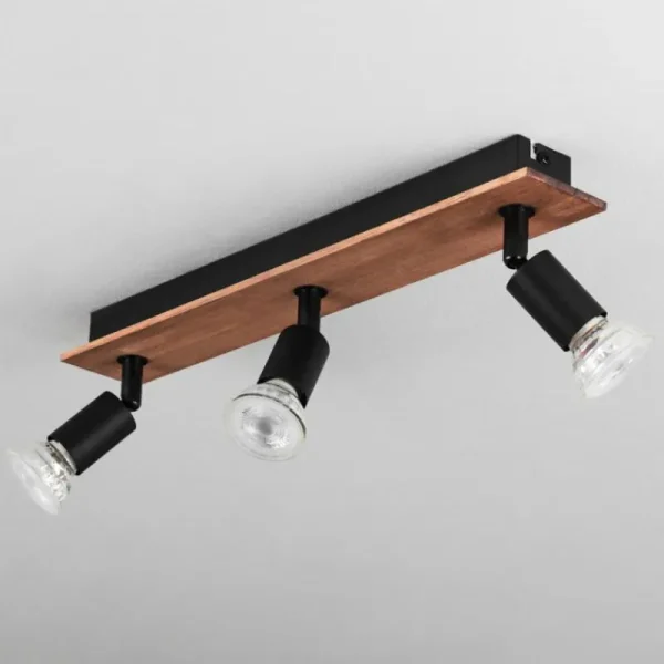 hofstein Plafonnier Castillo Bois foncé, Noir, 3 lumières* Lampes Modernes